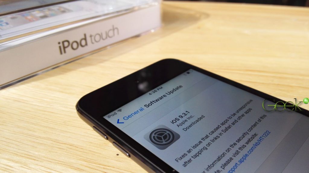 iOS 9.3.1 on iPod Touch 6g
