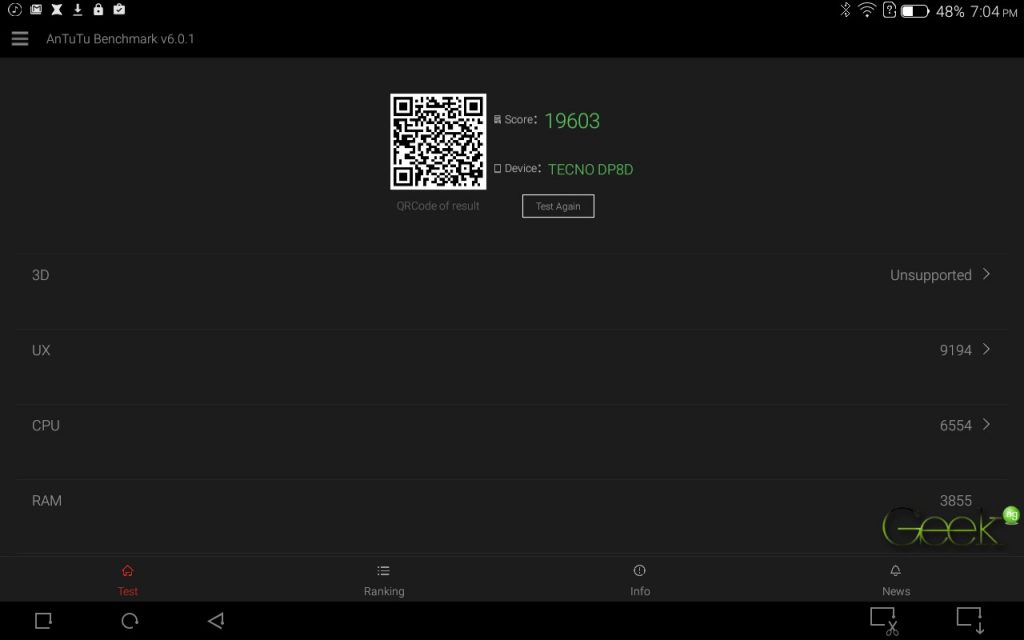 tecno droipad 8d antutu benchmark score