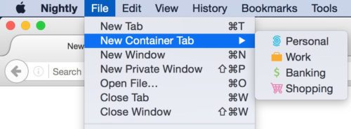 container tab menu