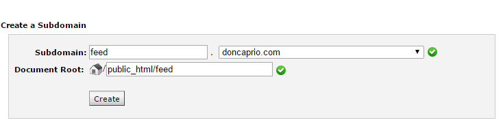 create feed subdomain
