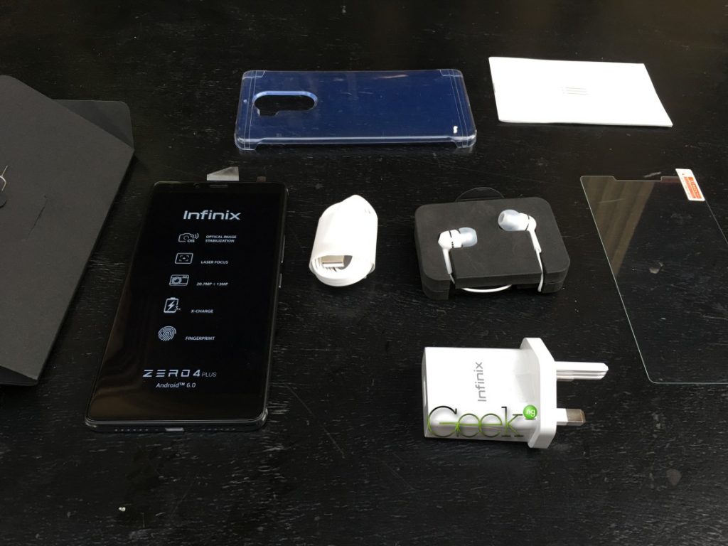 infinix zero 4 box items