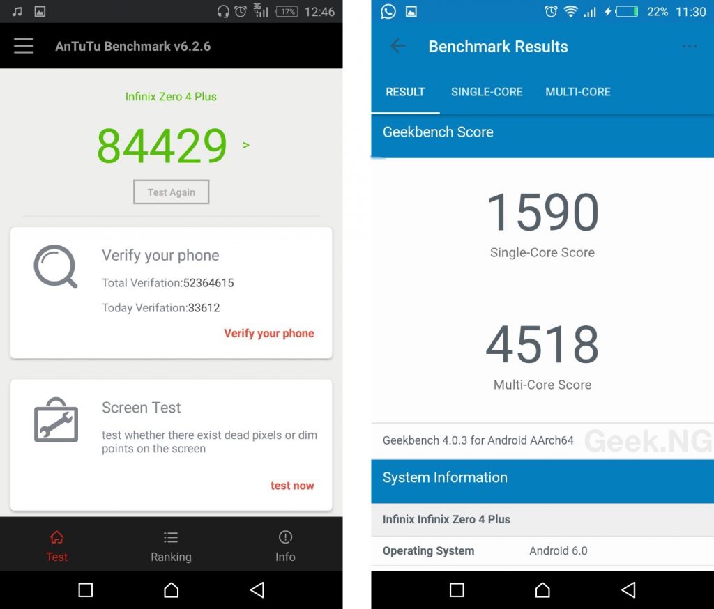 Infinix Zero 4 Plus benchmark scores