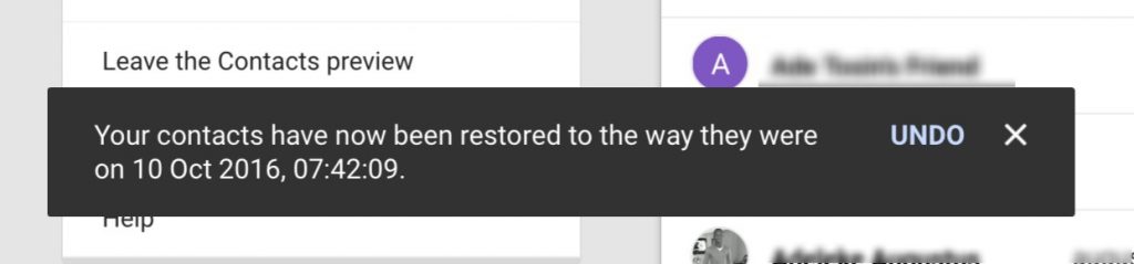 Restore Google contacts