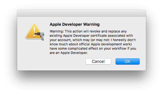 apple developer warning