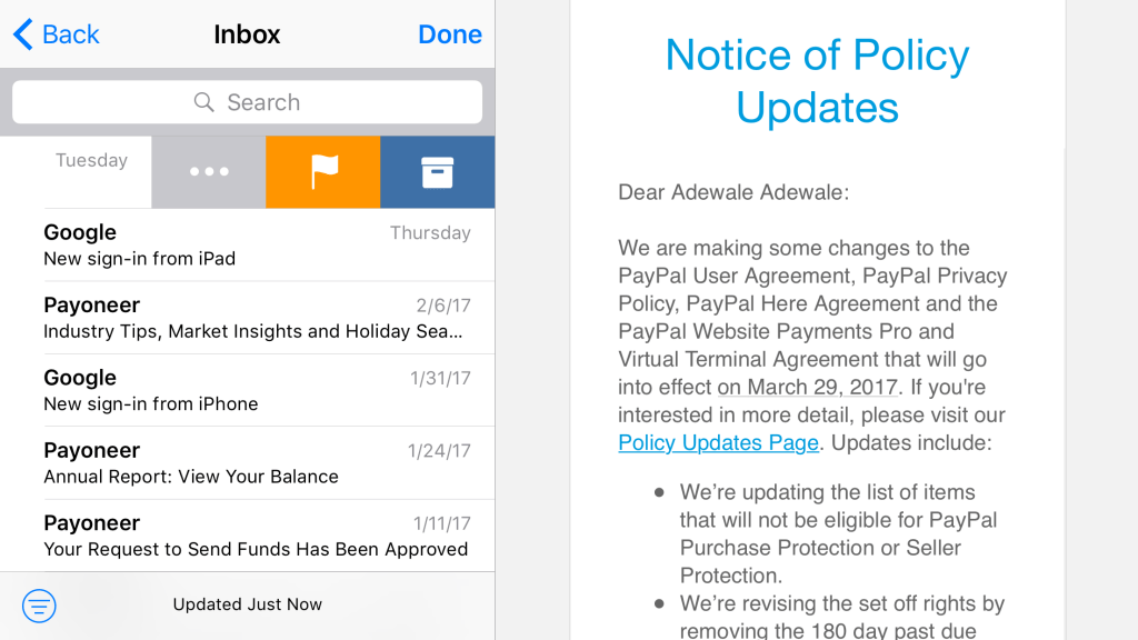 archive button mail iOS