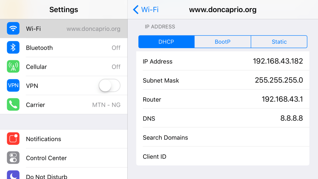 iphone network settings