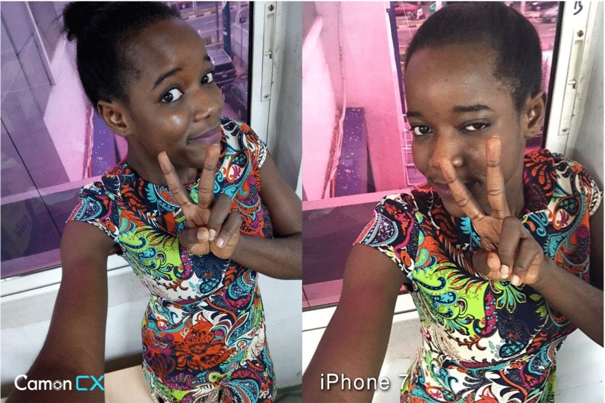 tecno camon cx vs iPhone 7 selfiea