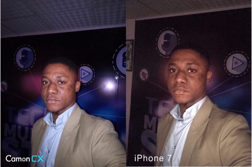 tecno camon cx vs iPhone 7 selfiea