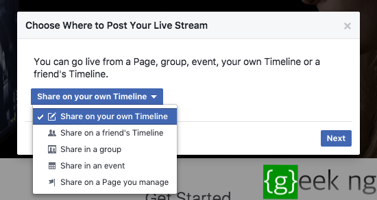 facebook live target selector