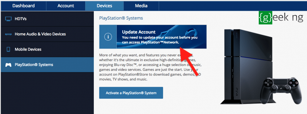 update PSN account