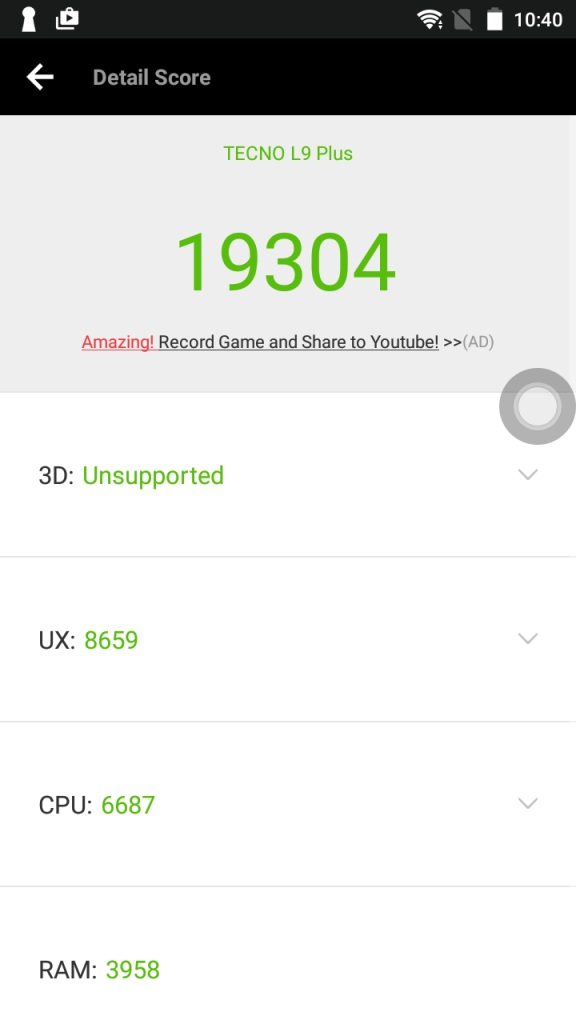 tecno l9 plus antutu benchmark test