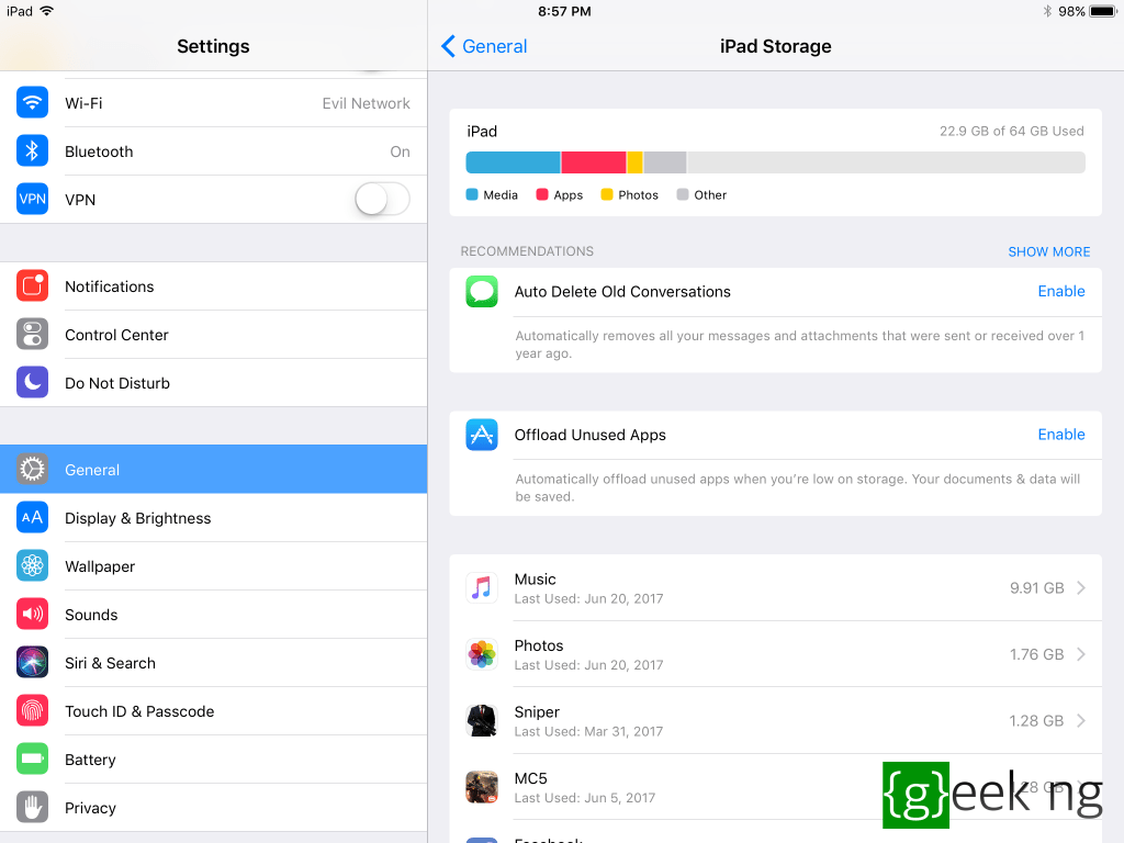offload apps ios 11