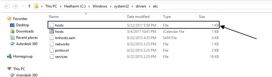 edit hosts file