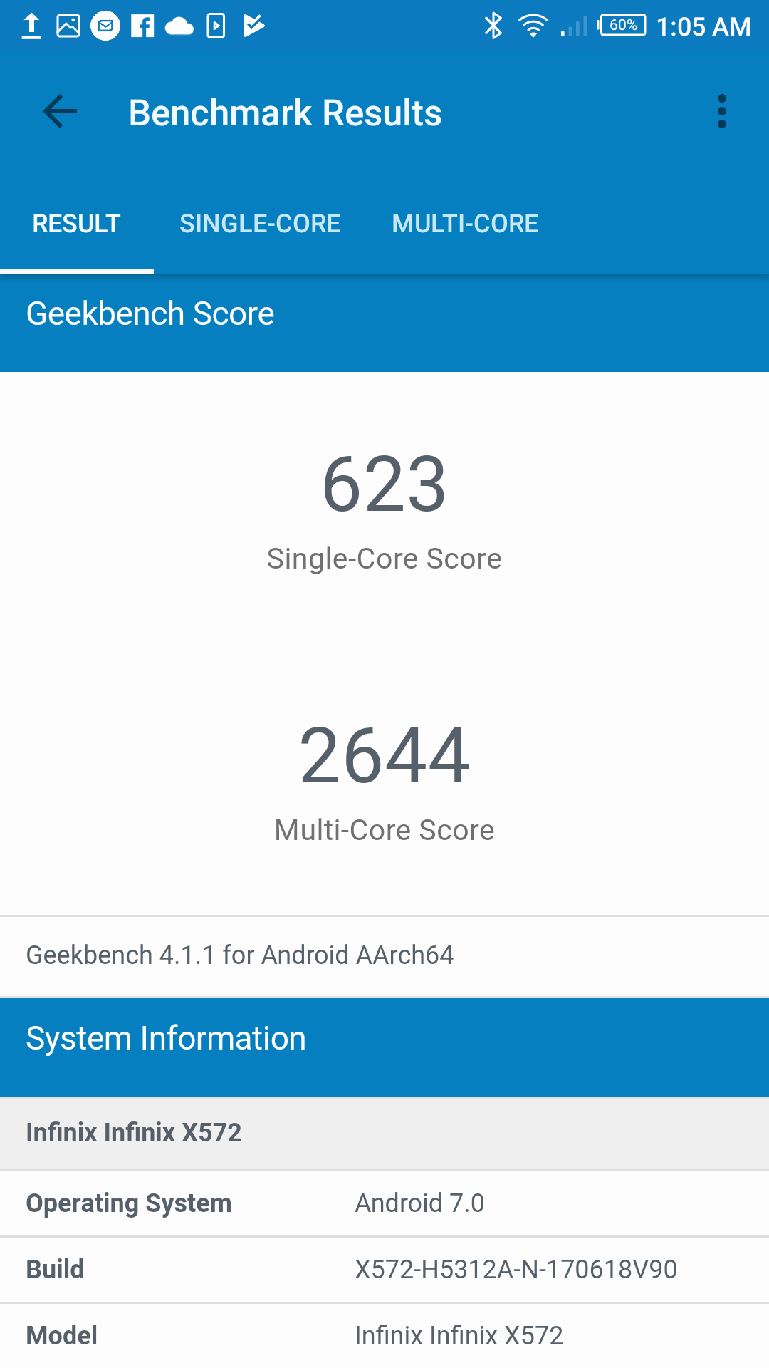 infinix note 4 geekbench 4 benchmark score