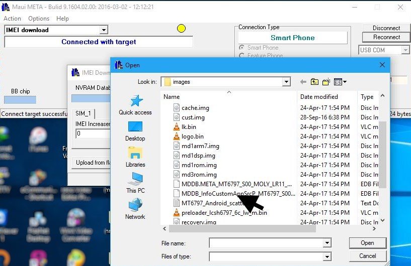 select NVRAM file