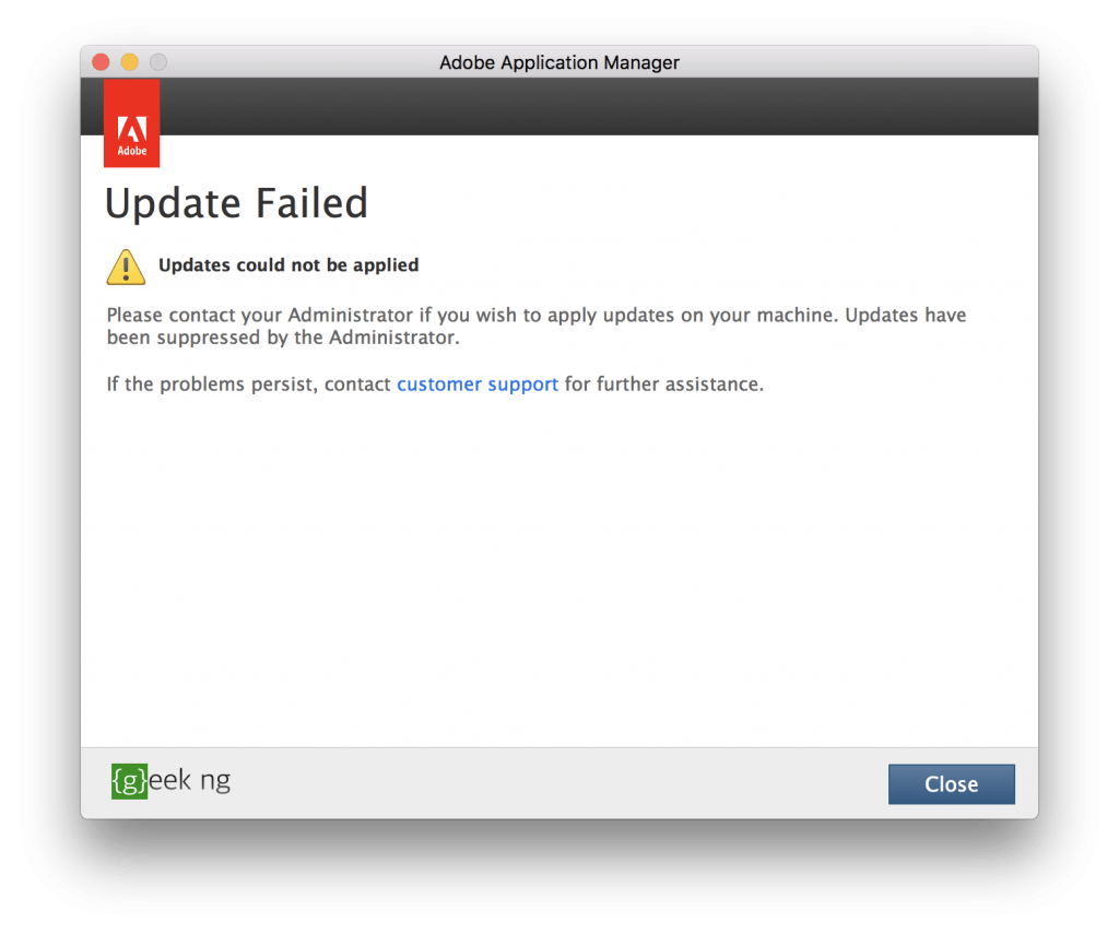 updates supressed by administrator