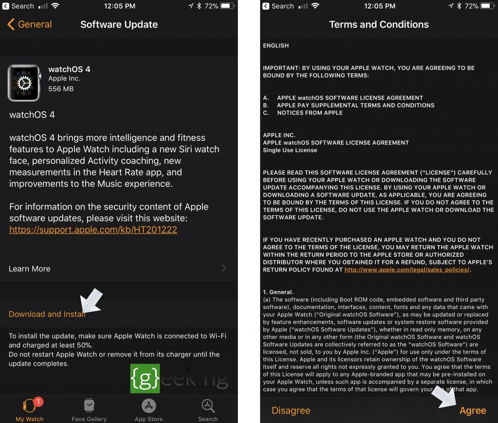 upgrade apple watch to watchos 4