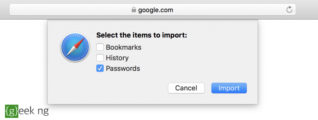 import passwords into safari from chrome