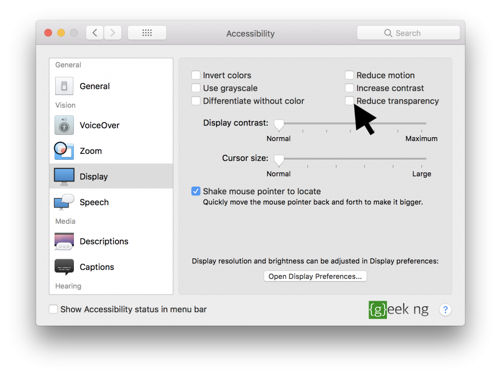 reduced transparency mac