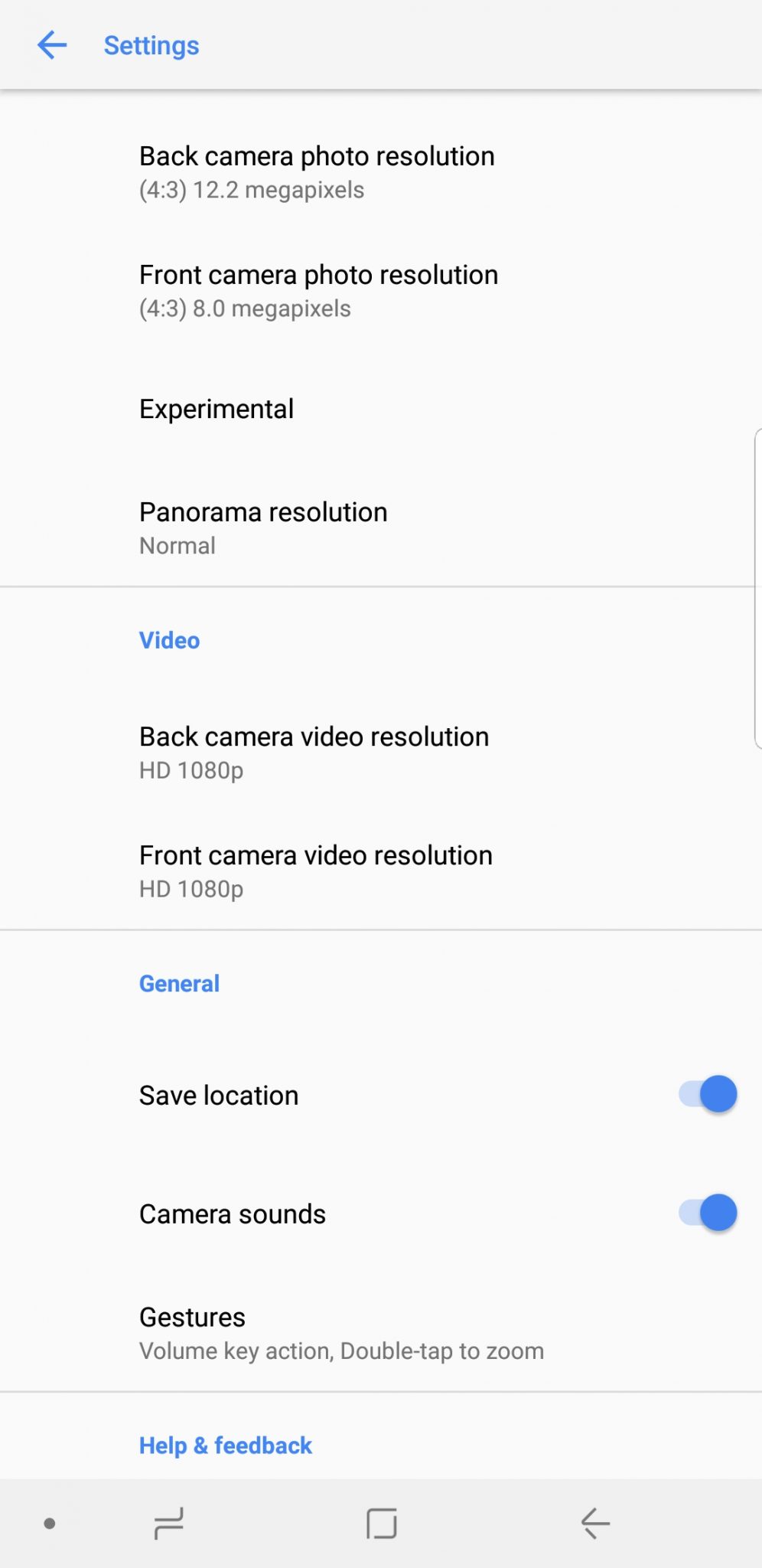 google camera settings galaxy s8+