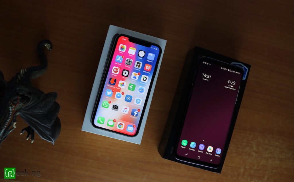galaxy s9+ and iPhone x