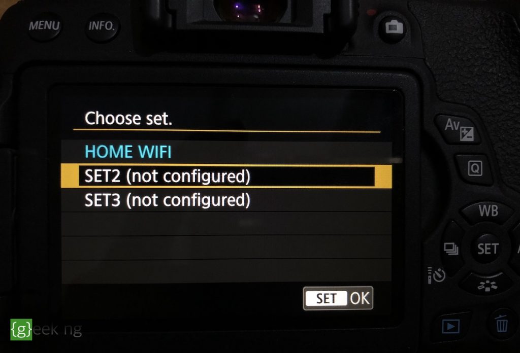 choose wifi settings canon eos 750d