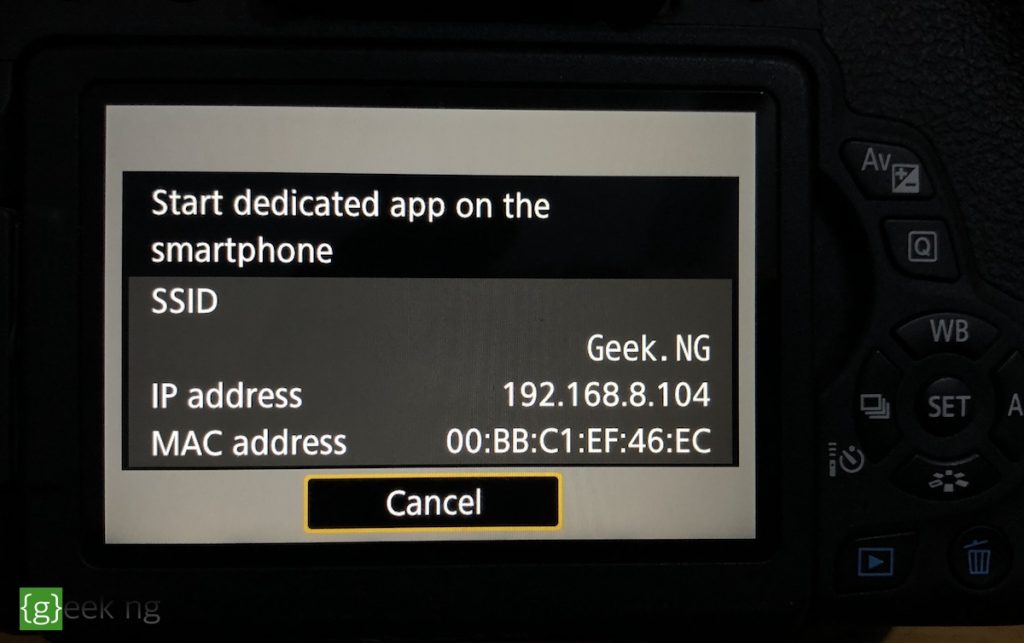 wifi details eos rebel t6i / 750d