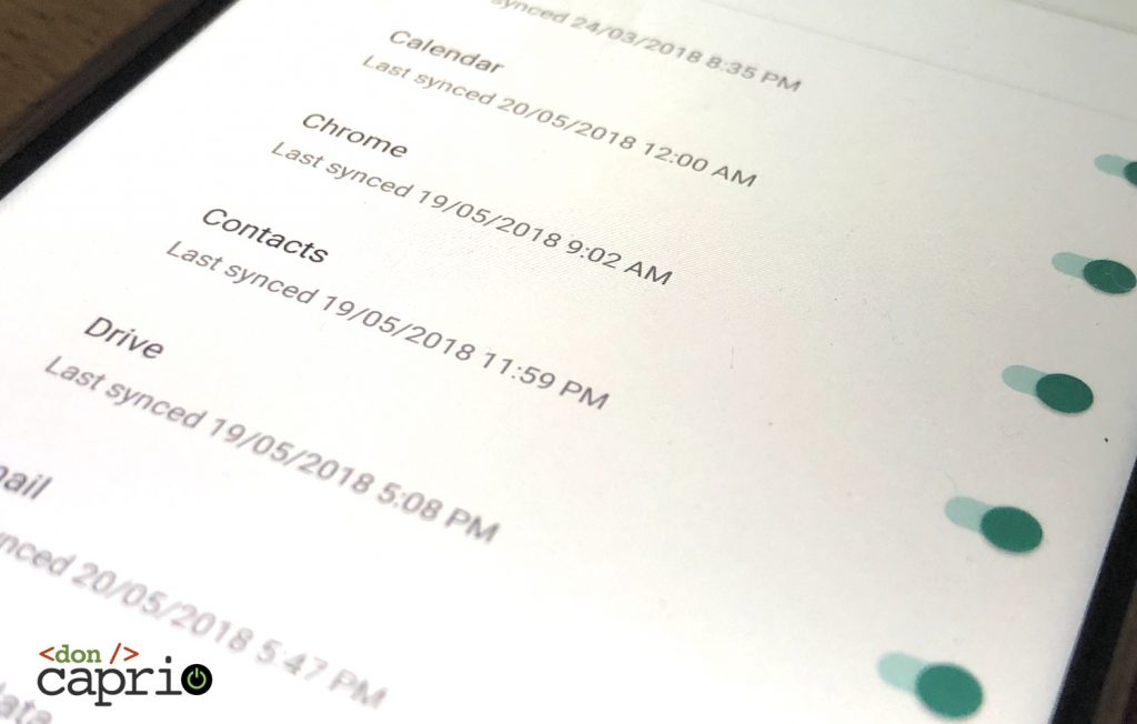 android sync settings
