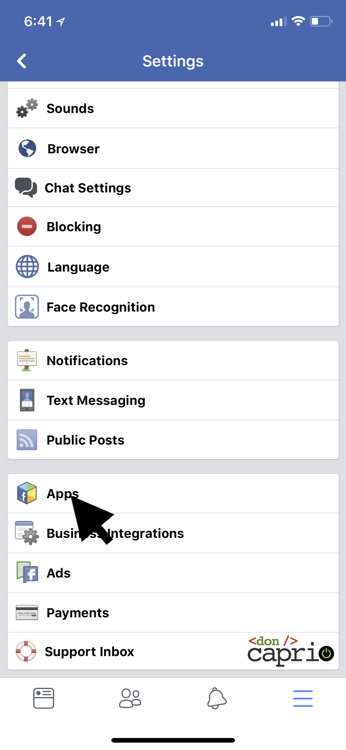 facebook account settings