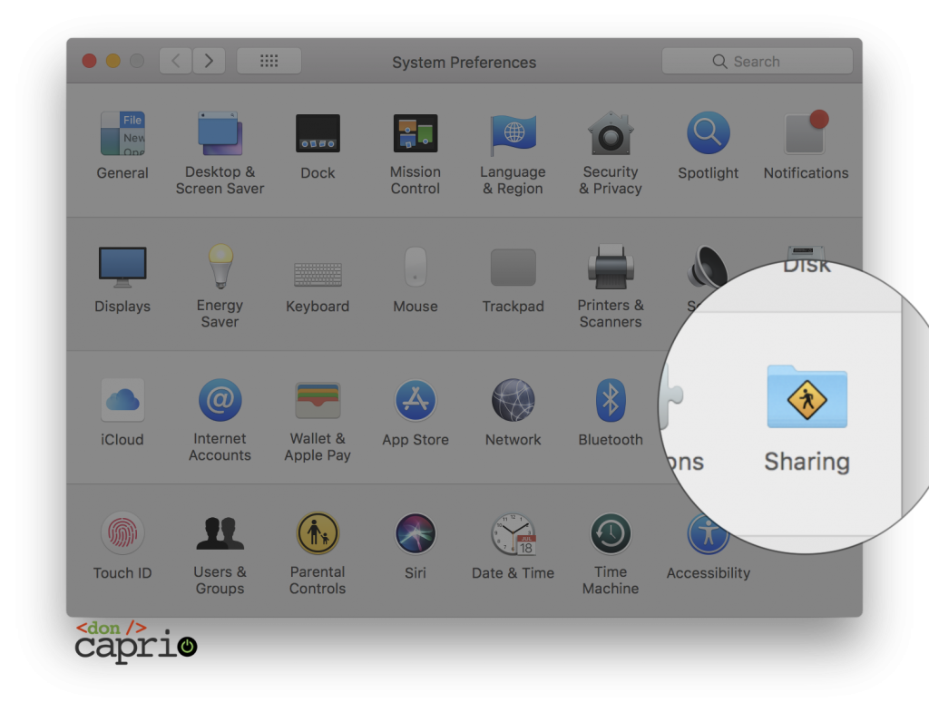 sharing settings macos settings
