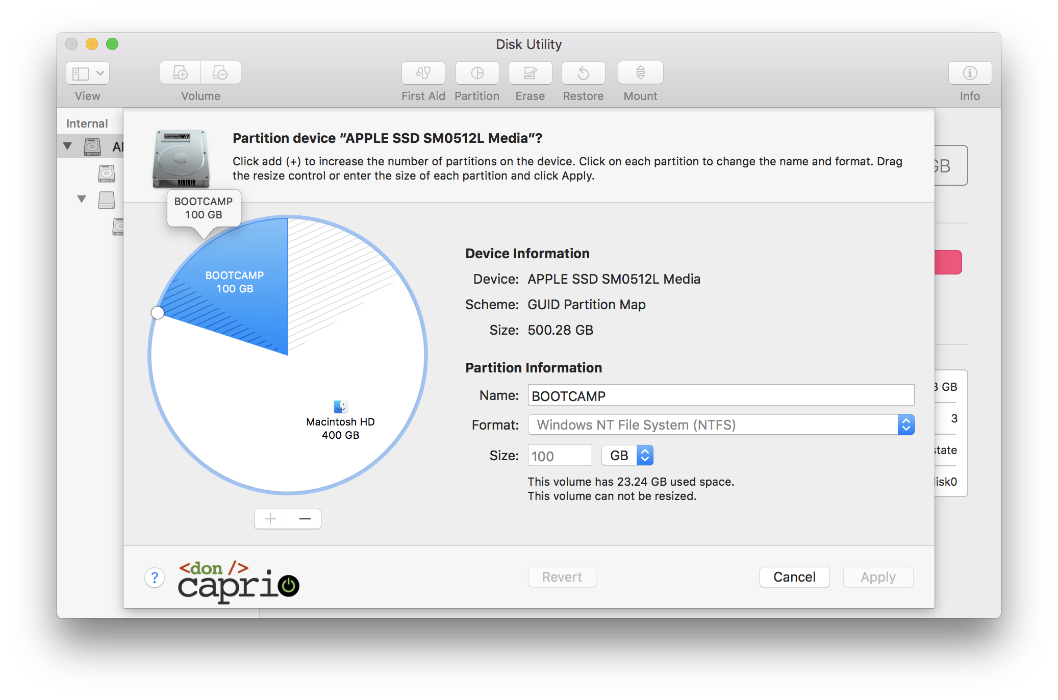 delete bootcamp volume