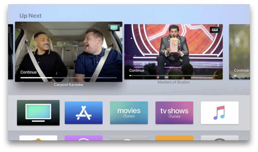 apple tv homescreen