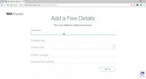 Wix Answers Sign Up Details