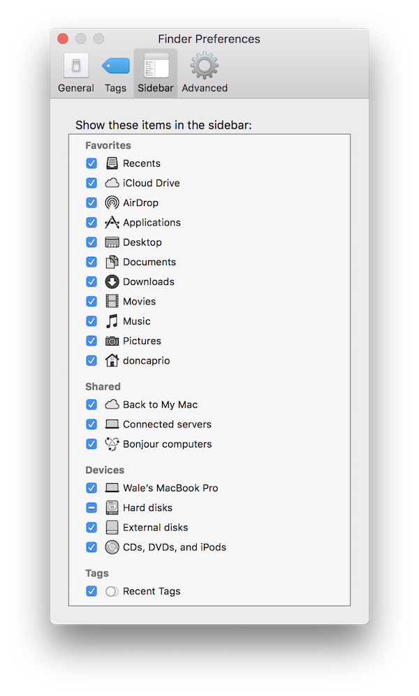 finder preferences..