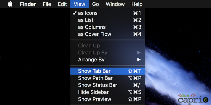 finder view options
