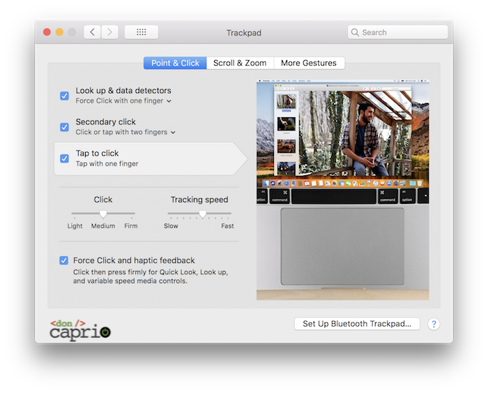 trackpad settings