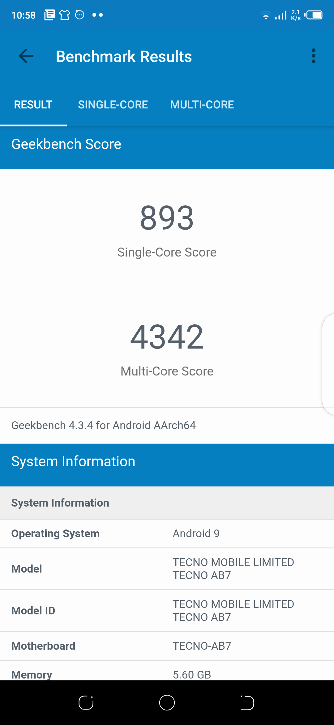 tecno phantom 9 geekbench 4