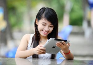 girl with ipad