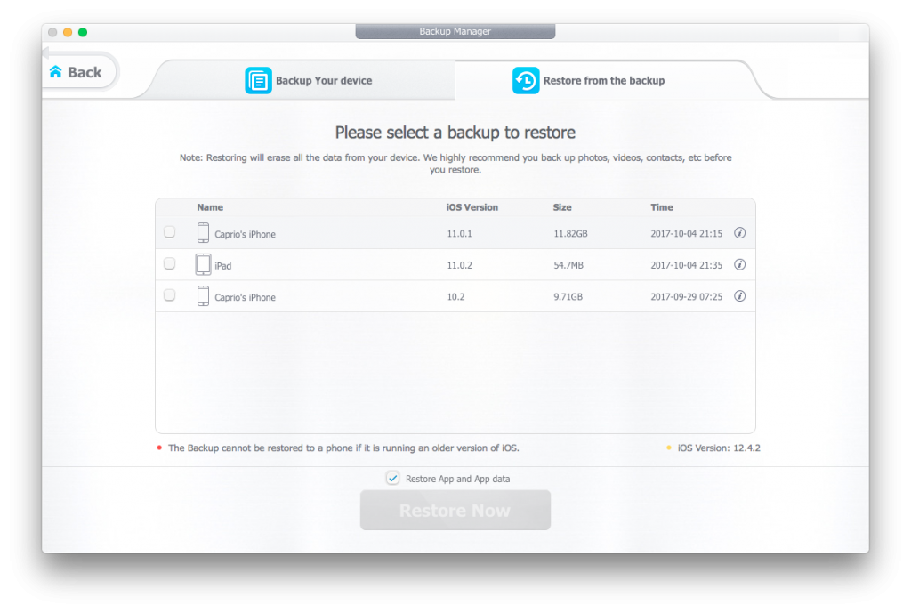 iphone backup and restore