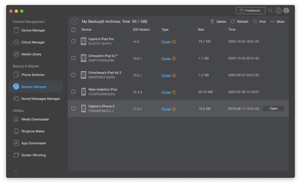 itunes backups 