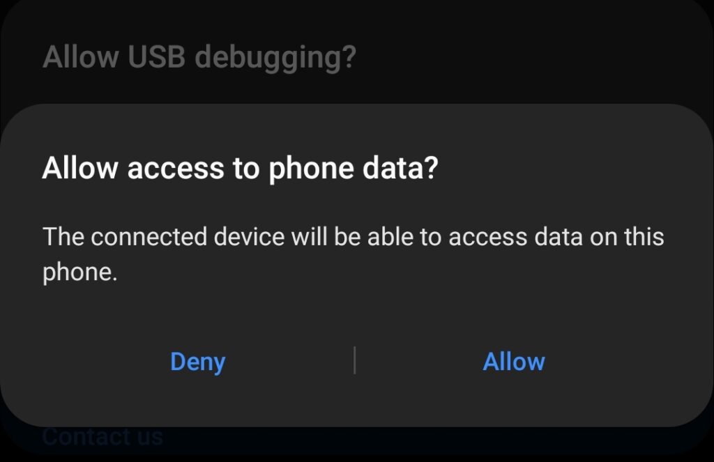 access to phone data prompt