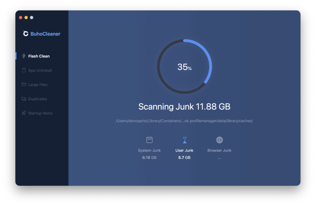 buho cleaner scanning