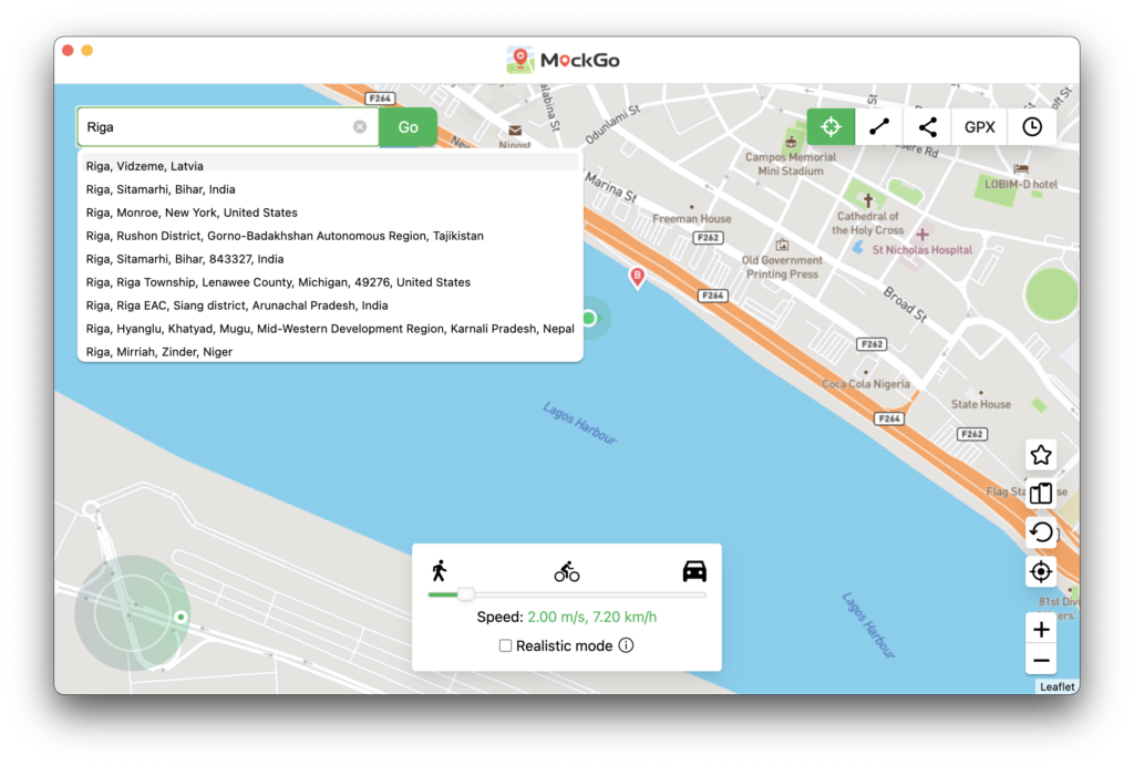type location mockgo