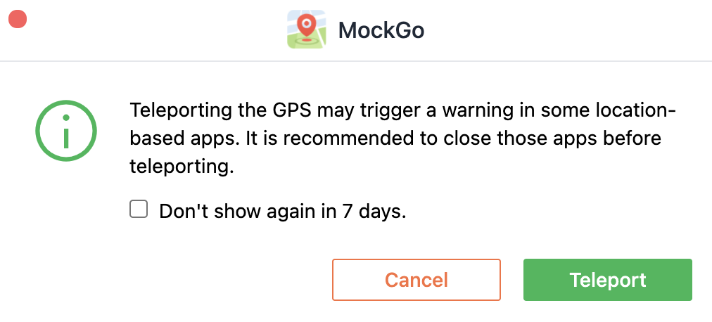 teleport warning