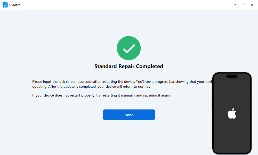 fixmate repair completed